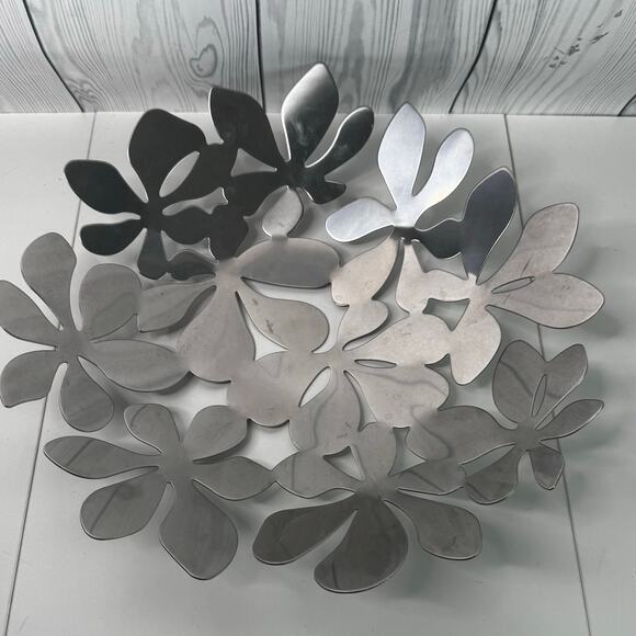 IKEA Large Stainless Metal Steel Bowl Monika Mulder Floral Design Stockholm 17" - Picture 1 of 7